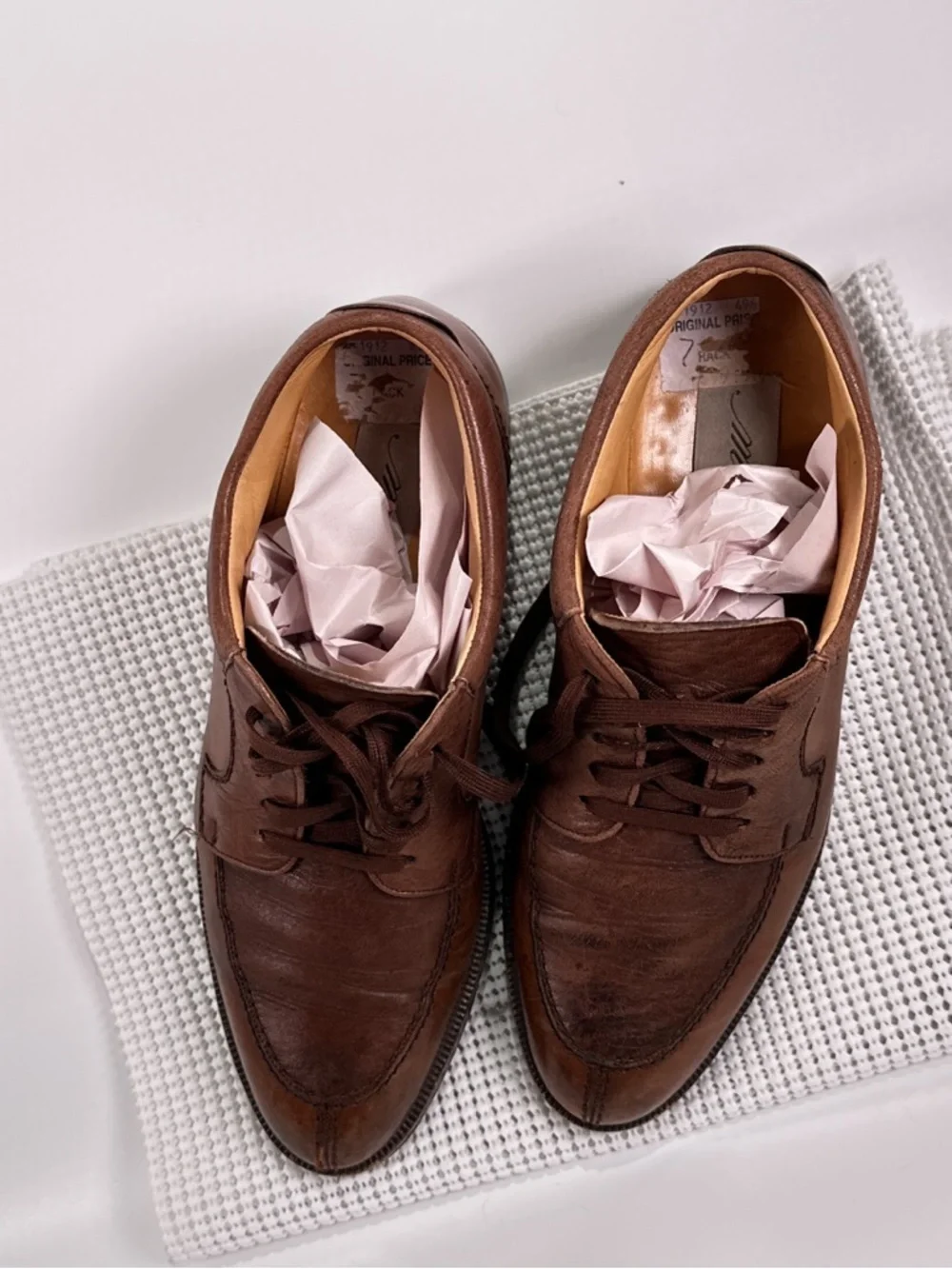 Mezlan Brown Leather Moc Toe Oxford Lace Up Vibram Sole Mens 7 M